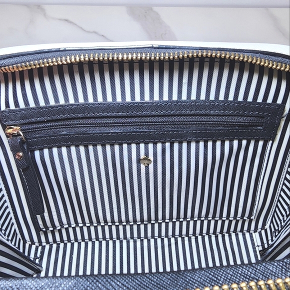 KATE SPADE CAMERON STREET CASIE LEATHER HANDBAG/CROSSBODY. BLACK/IVORY - Picture 10 of 13